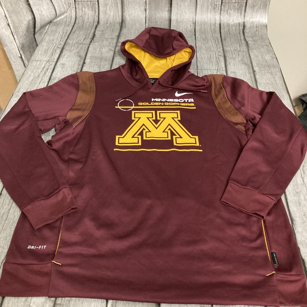 NWT Mens Nike Minnesota Golden Gophers Sideline Hoodie XL Maroon X-Large Dri Fit